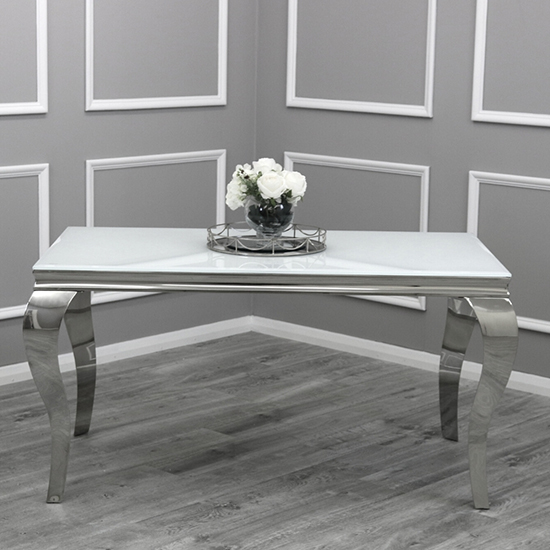 Laval White Glass Dining Table With 8 Elmira Black Chairs_2