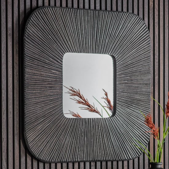 Read more about Laveen square wall mirror in grey wooden frame
