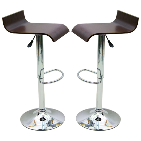 Read more about Belita walnut wooden gas-lift bar stools in pair