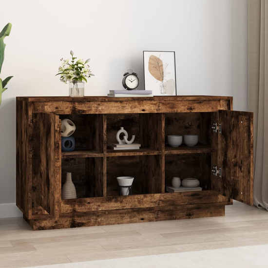 Lavelo Wooden Sideboard With 2 Doors In Smoked Oak