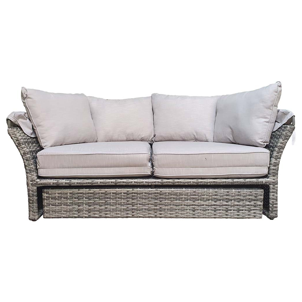 Lavey Rattan Garden Daybed With Cushion In Grey