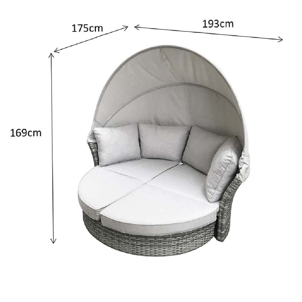 Lavey Rattan Garden Daybed With Cushion In Natural
