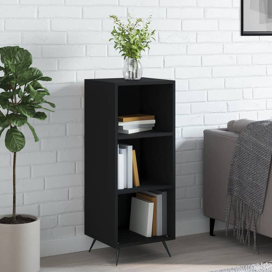 Product photograph of Lavey Wooden Shelving Unit With 2 Shelves In Black from Furniture in Fashion