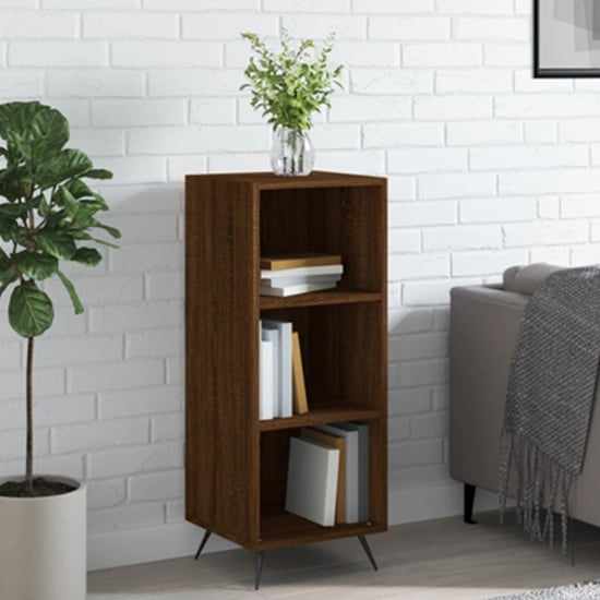Read more about Lavey wooden shelving unit with 2 shelves in brown oak