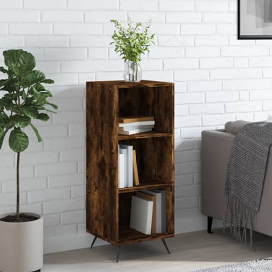 Product photograph of Lavey Wooden Shelving Unit With 2 Shelves In Smoked Oak from Furniture in Fashion