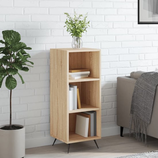 Product photograph of Lavey Wooden Shelving Unit With 2 Shelves In Sonoma Oak from Furniture in Fashion