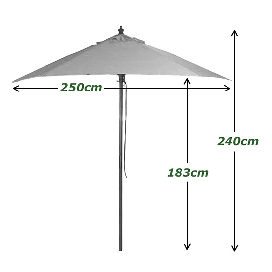 Lavi Round 2.5M Parasol With Wood Pulley In Green
