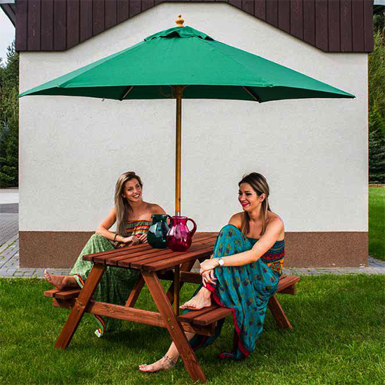 Lavi Round 2.5M Parasol With Wood Pulley In Green