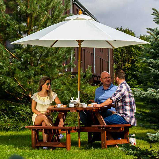 Lavi Round 2.5M Parasol With Wood Pulley In Natural