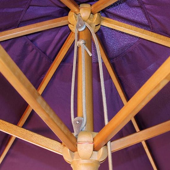 Lavi Round 2.5M Parasol With Wood Pulley In Purple