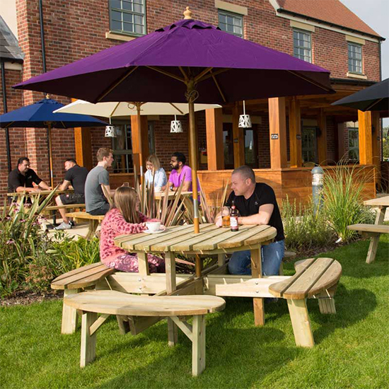 Lavi Round 2.5M Parasol With Wood Pulley In Purple