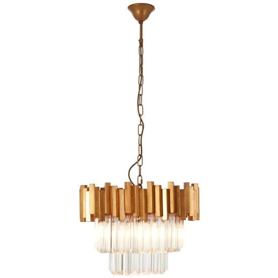 Product photograph of Lawton Clear Glass Chandelier Ceiling Light In Gold from Furniture in Fashion