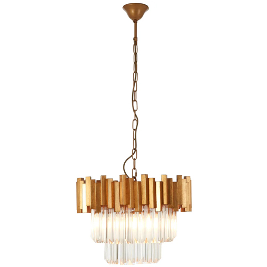 Lawton Clear Glass Chandelier Ceiling Light In Gold