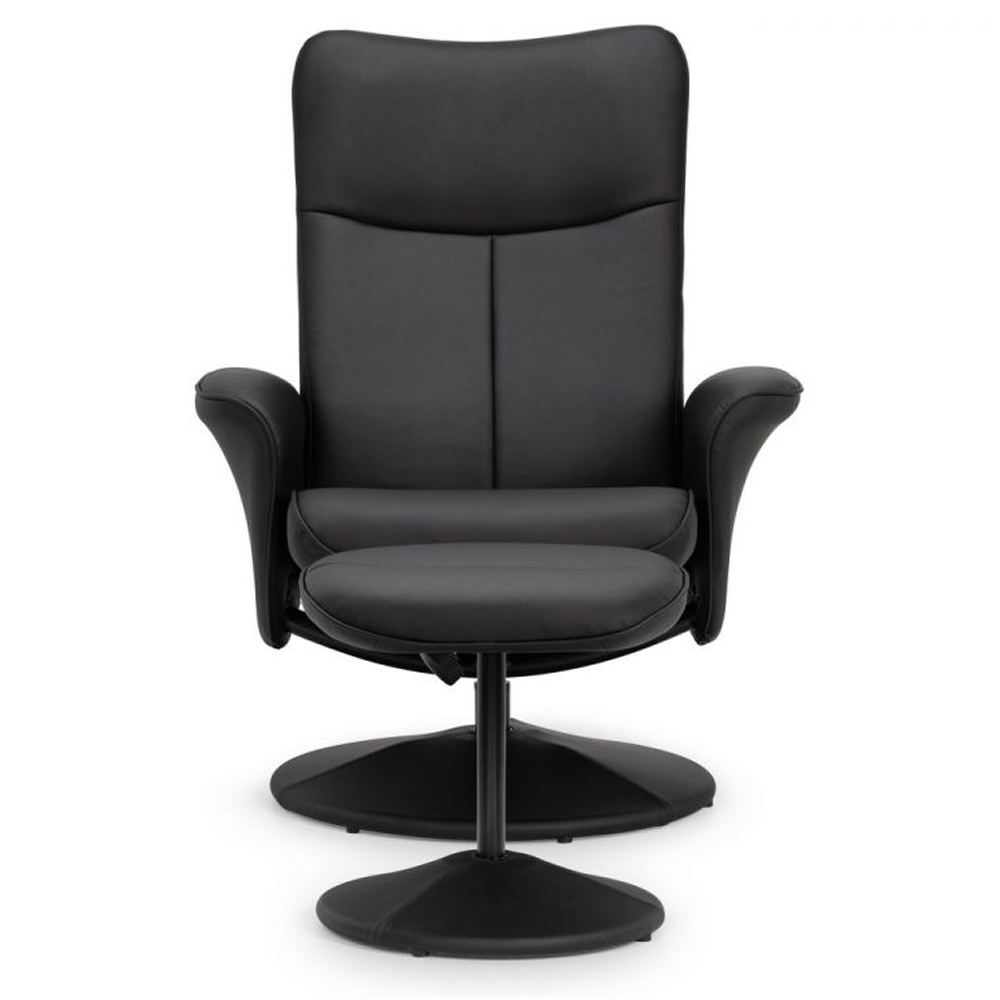 Lawton Faux Leather Recliner Chair And Foot Stool In Brown