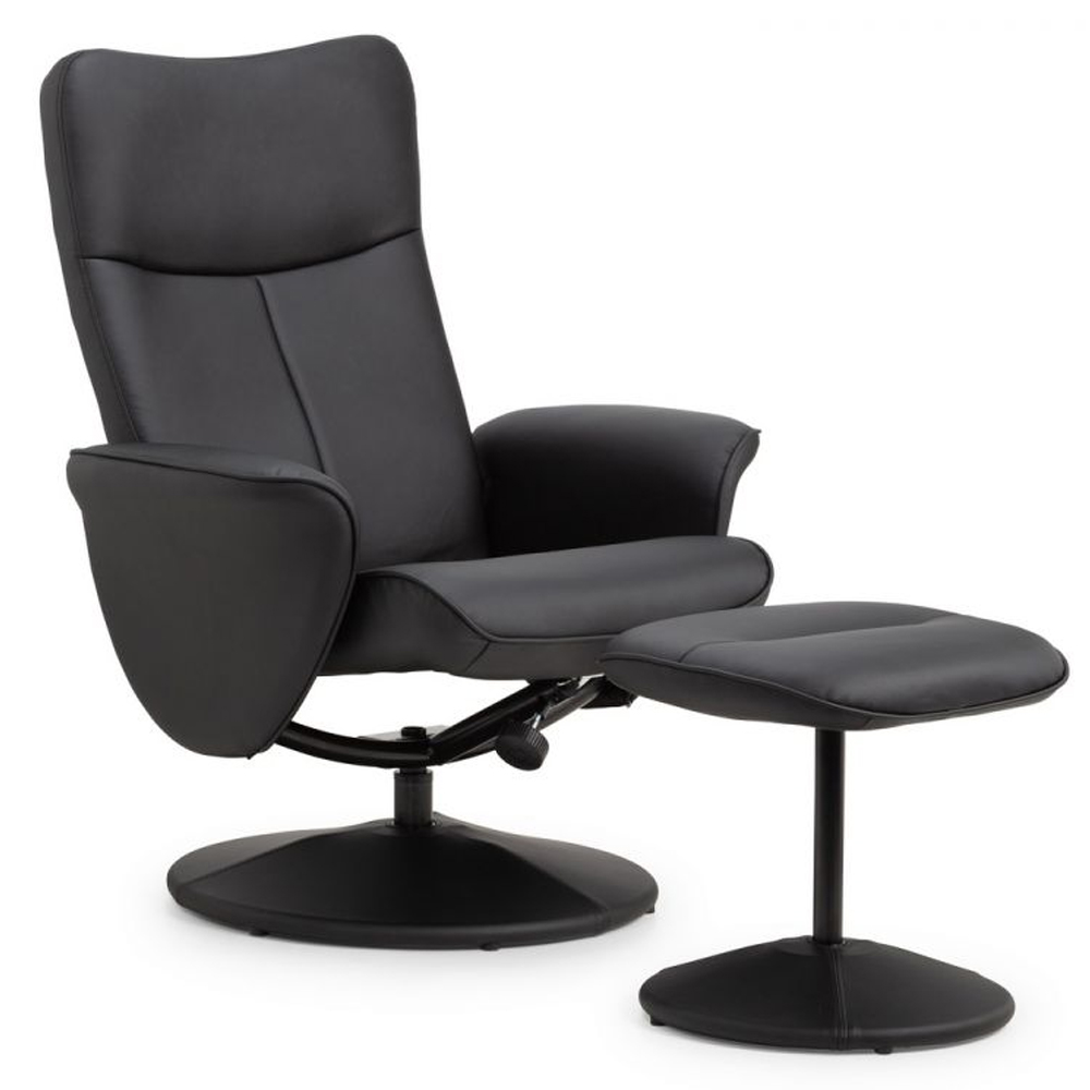 Lawton Faux Leather Recliner Chair And Foot Stool In Brown