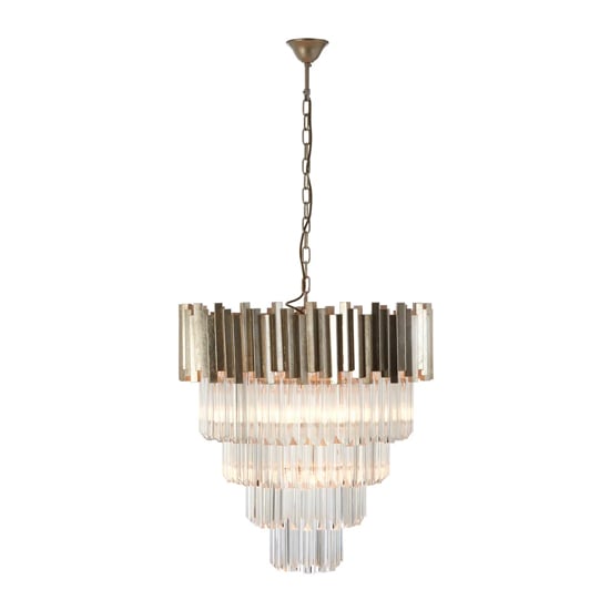 Product photograph of Lawton Large Clear Glass Chandelier Ceiling Light In Silver from Furniture in Fashion