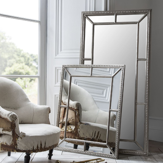 Lawton Leaner Floor Mirror In Pewter Wooden Frame