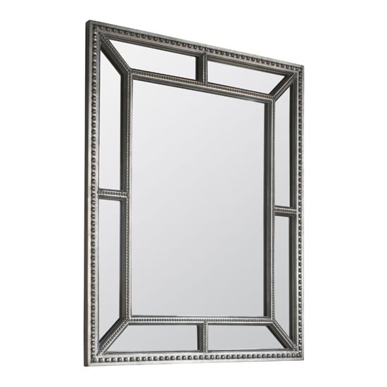 Photo of Lawton rectangular wall mirror in pewter wooden frame