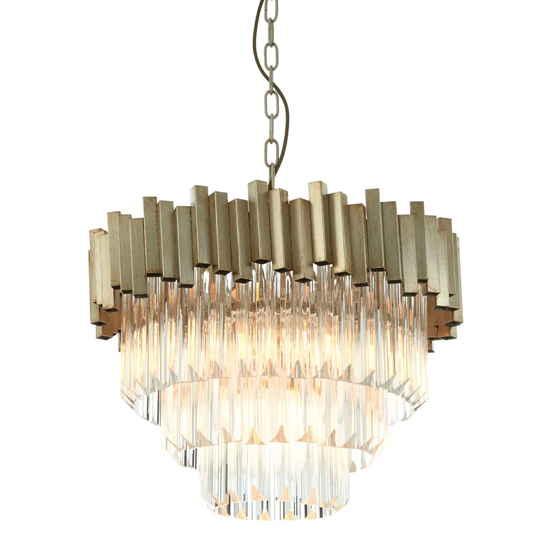 Lawton Small Clear Glass Chandelier Ceiling Light In Silver