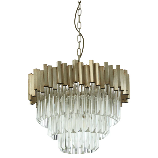 Lawton Small Clear Glass Chandelier Ceiling Light In Silver