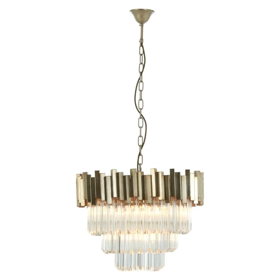 Photo of Lawton small clear glass chandelier ceiling light in silver
