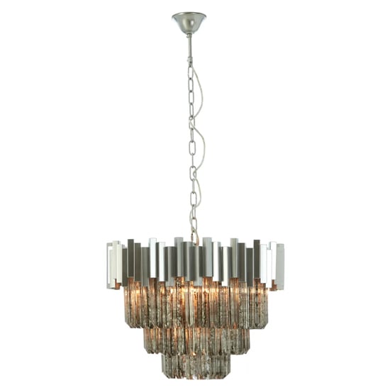 Product photograph of Lawton Small Mirrored Glass Chandelier Ceiling Light In Nickel from Furniture in Fashion