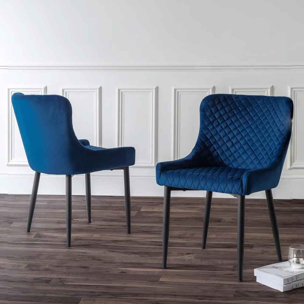 laxiro blue velvet dining chairs in pair-image-132462