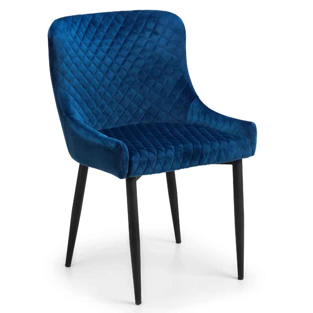 Laxiro Blue Velvet Dining Chairs in Pair