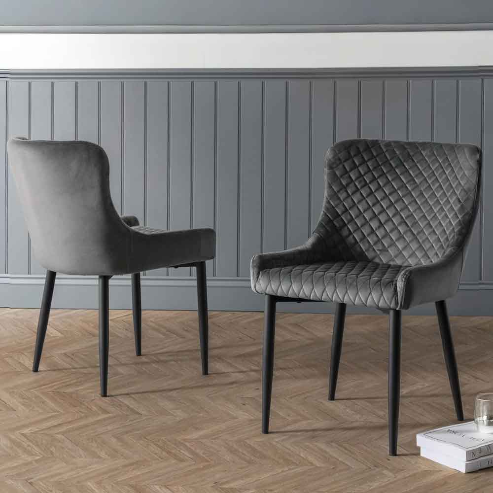 laxiro grey velvet dining chairs in pair-image-132461