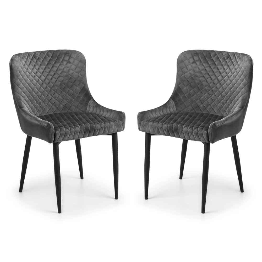 Laxiro Grey Velvet Dining Chairs in Pair
