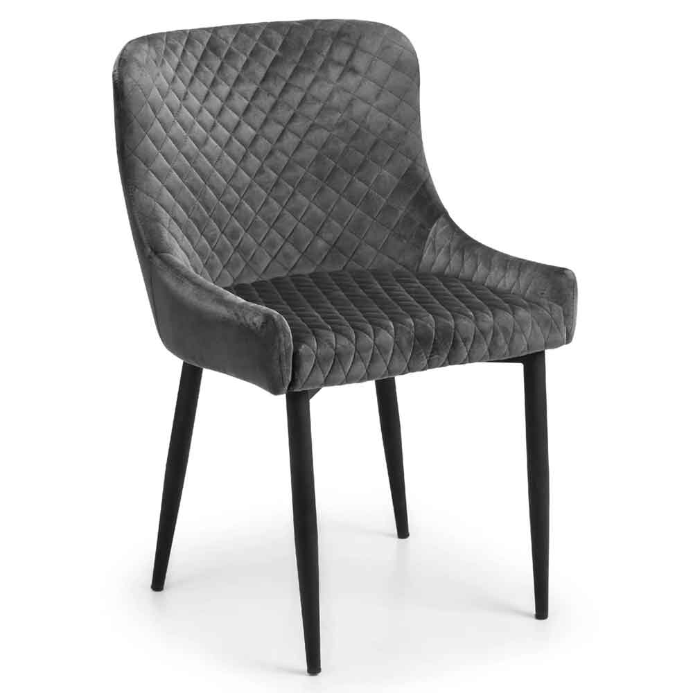 Laxiro Grey Velvet Dining Chairs in Pair