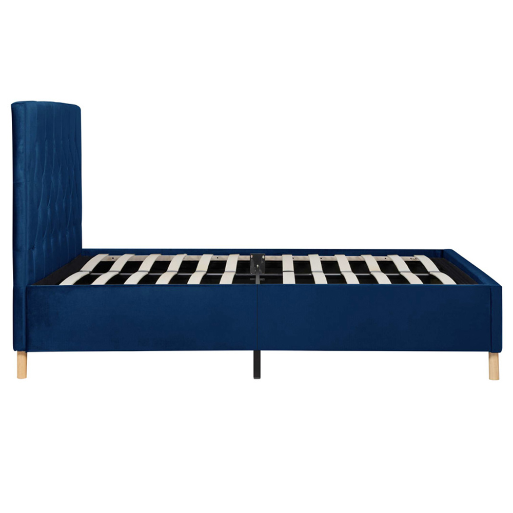 Laxly Fabric Double Bed In Blue