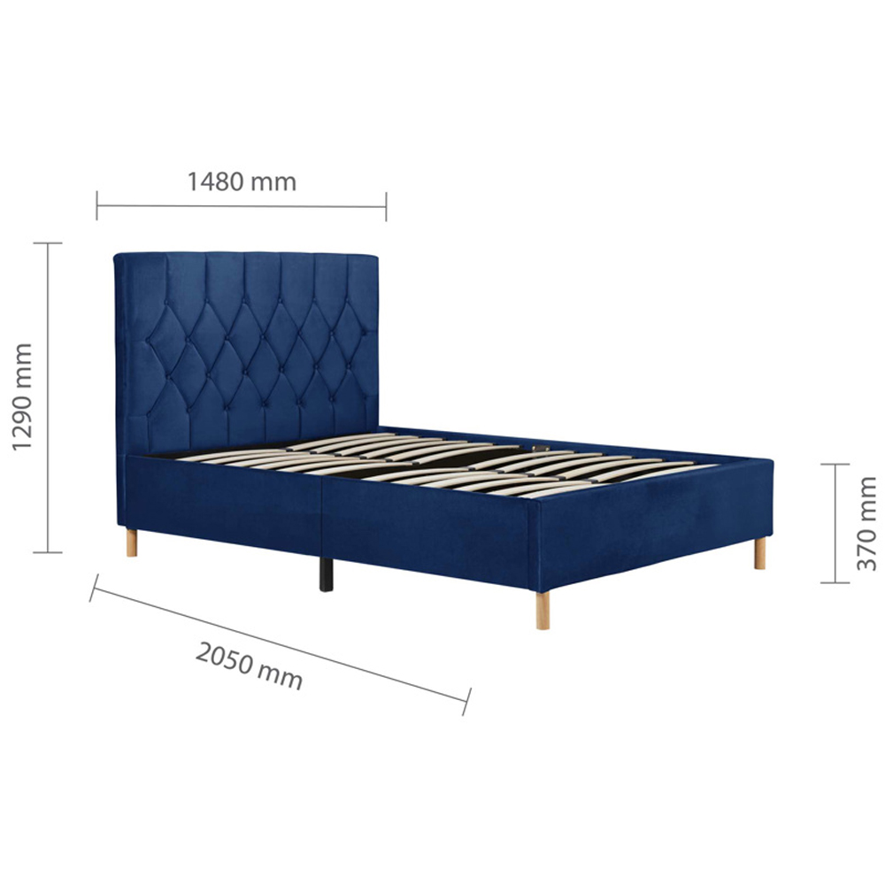 Laxly Fabric Double Bed In Blue