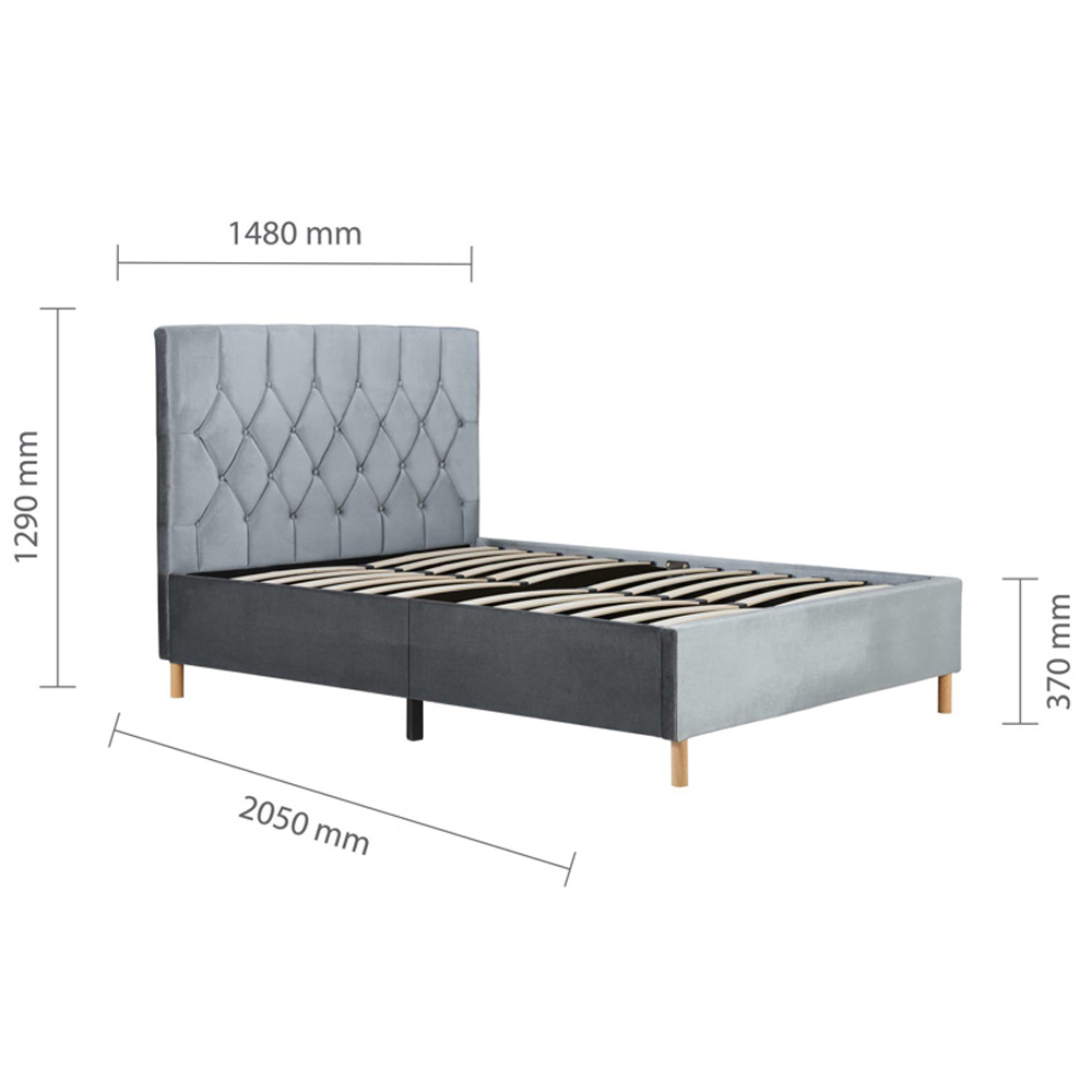 Laxly Fabric Double Bed In Grey