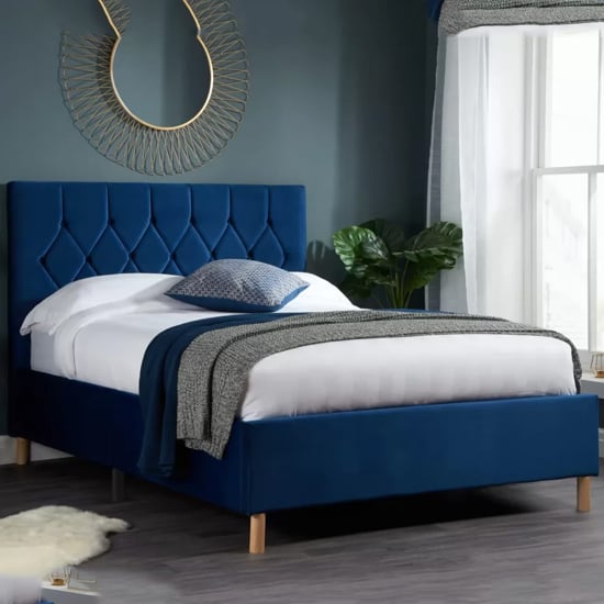 Product photograph of Laxly Fabric King Size Bed In Blue from Furniture in Fashion
