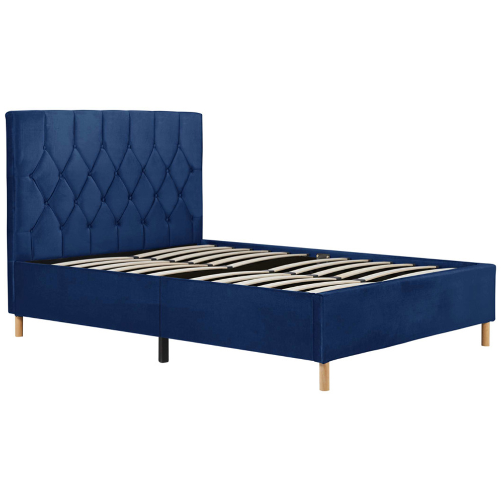 Laxly Fabric King Size Bed In Blue