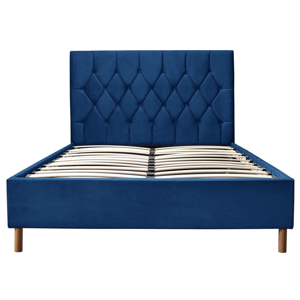 Laxly Fabric King Size Bed In Blue