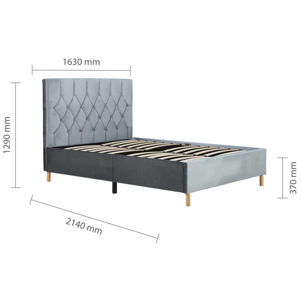 Laxly Fabric King Size Bed In Grey