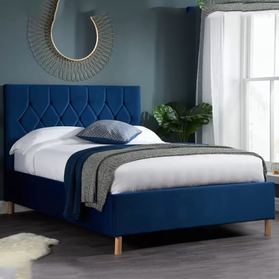Laxly Fabric Ottoman Double Bed In Blue