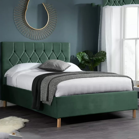 Product photograph of Laxly Fabric Ottoman Double Bed In Green from Furniture in Fashion