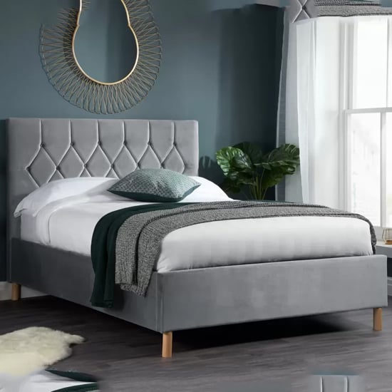 Laxly Fabric Ottoman Double Bed In Grey