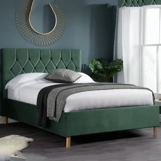 Product photograph of Laxly Fabric Ottoman King Size Bed In Green from Furniture in Fashion