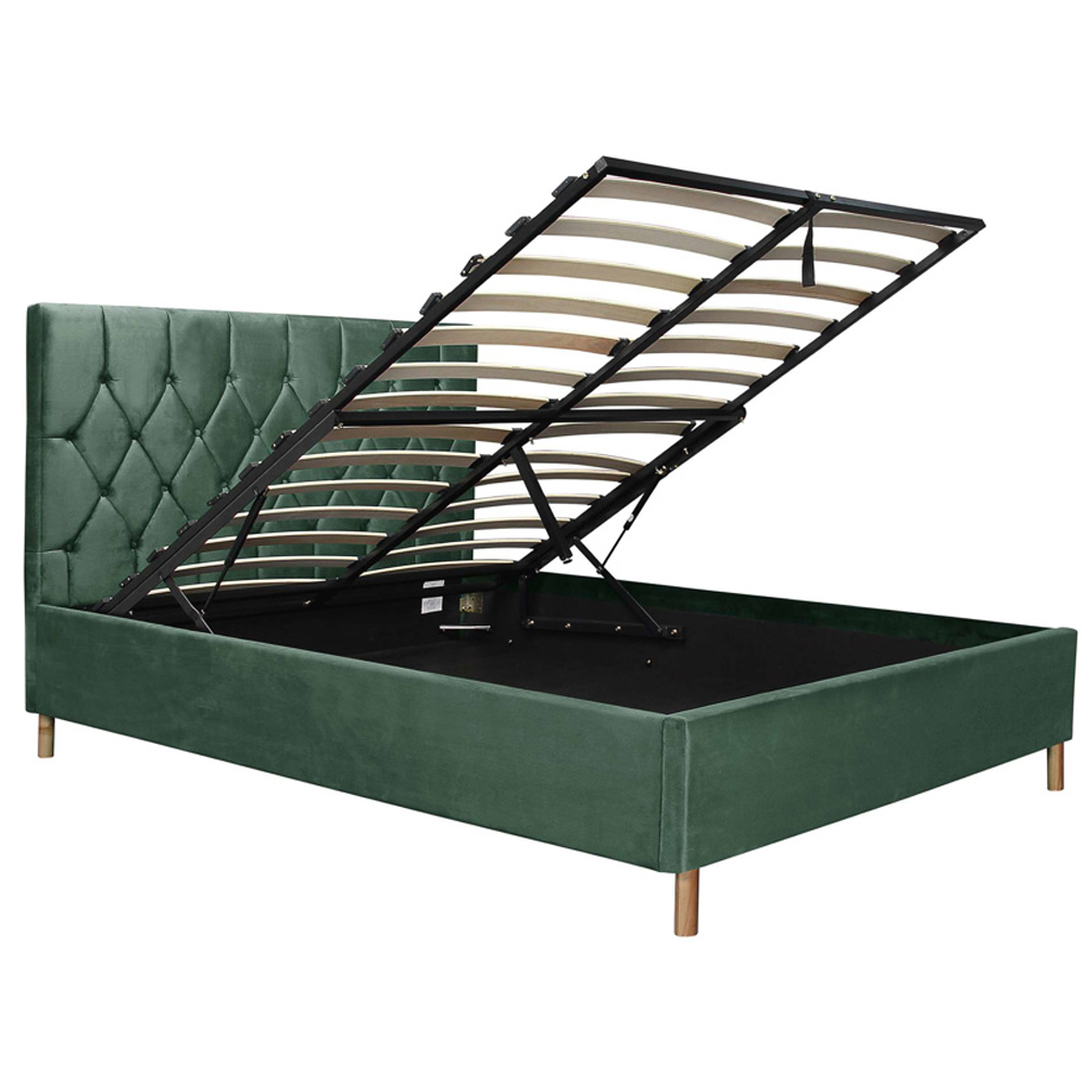 Laxly Fabric Ottoman Storage Double Bed In Green