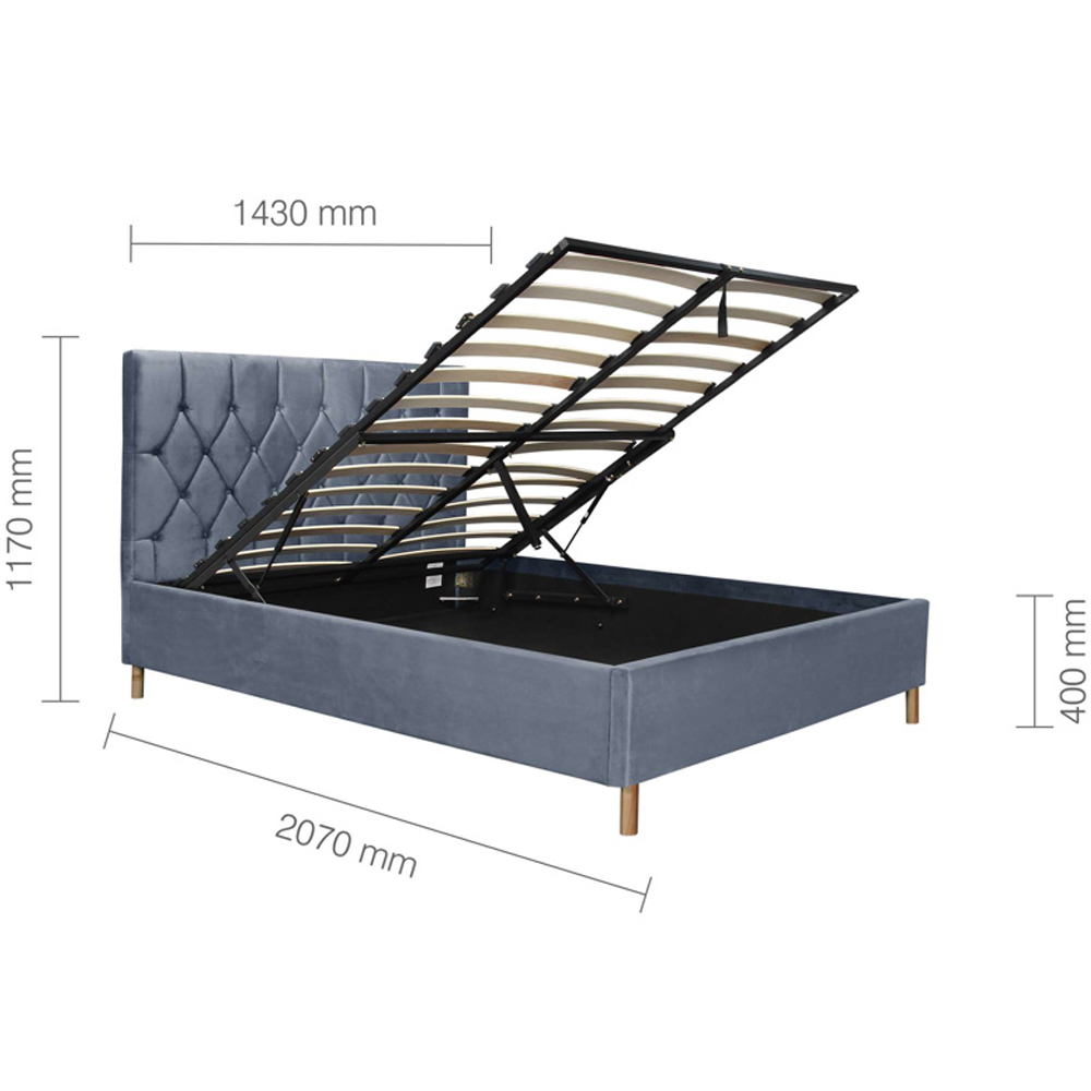 Laxly Fabric Ottoman Storage Double Bed In Grey