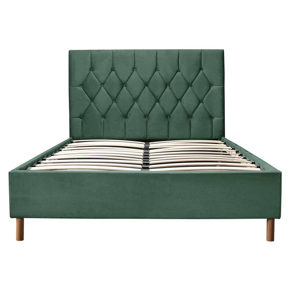 Laxly Fabric Ottoman Storage Small Double Bed In Green