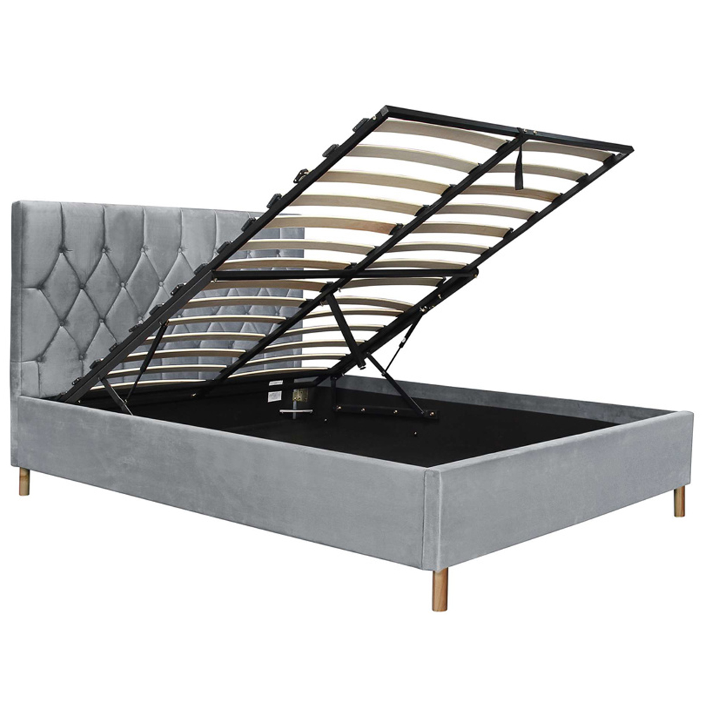 Laxly Fabric Ottoman Storage Small Double Bed In Grey