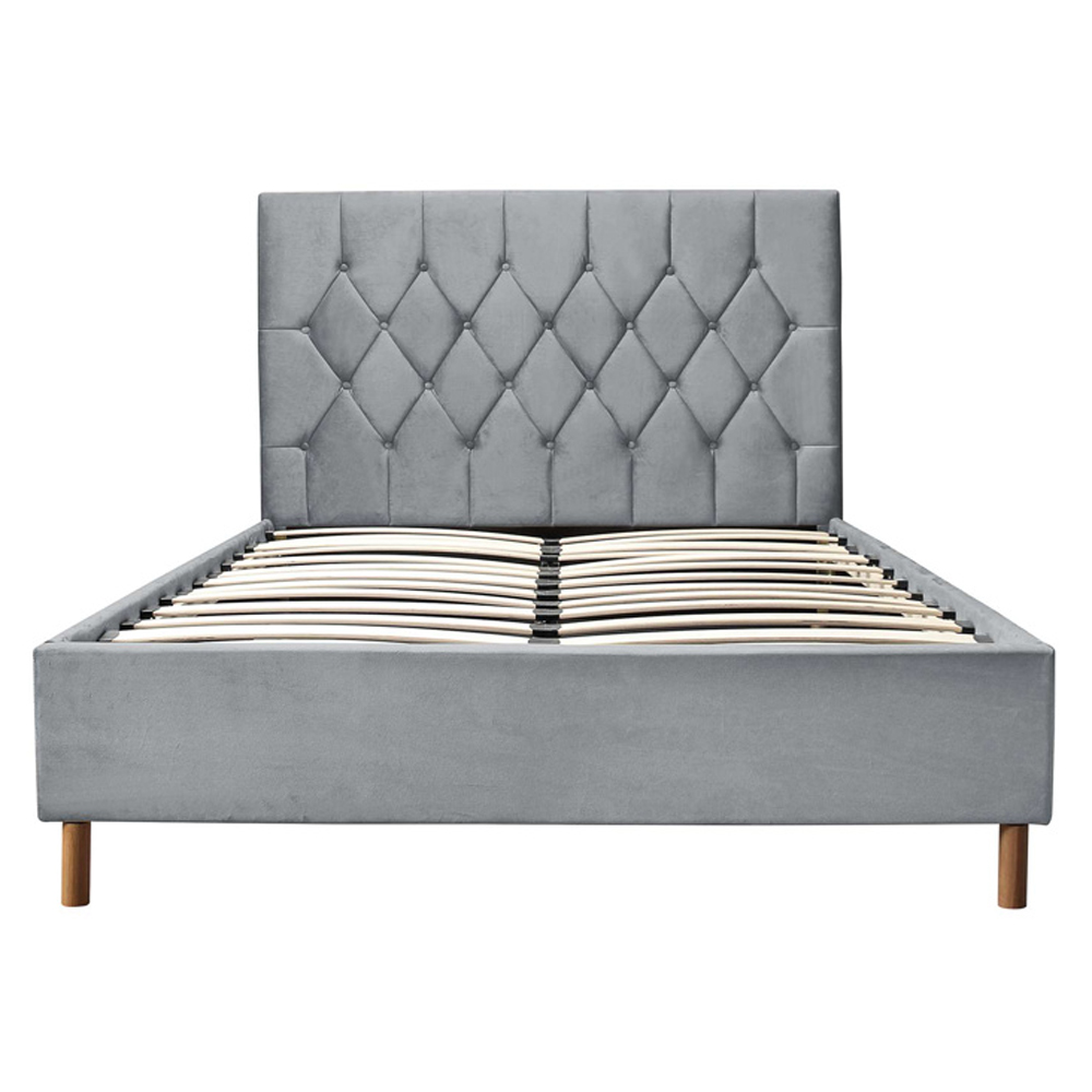 Laxly Fabric Ottoman Storage Small Double Bed In Grey