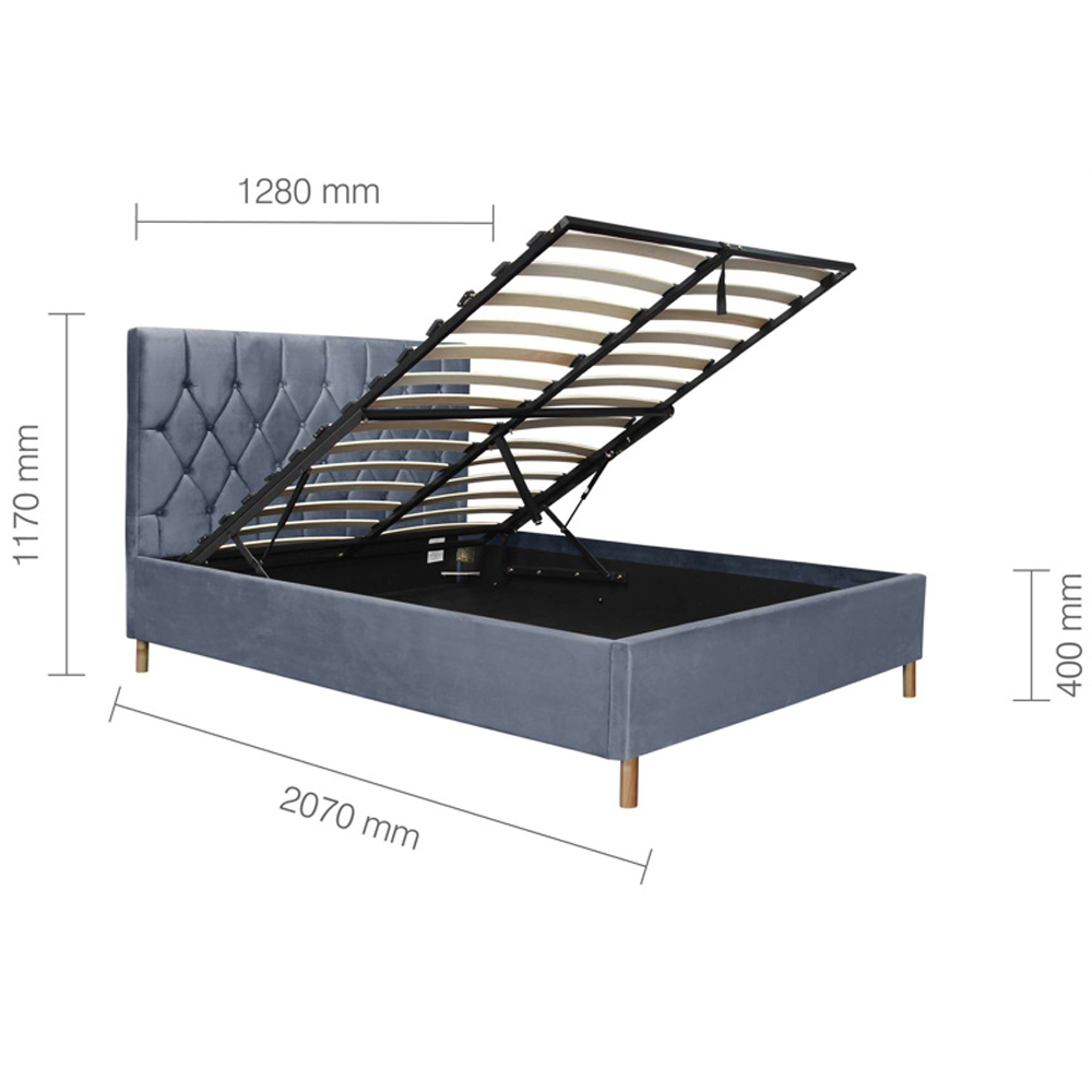Laxly Fabric Ottoman Storage Small Double Bed In Grey