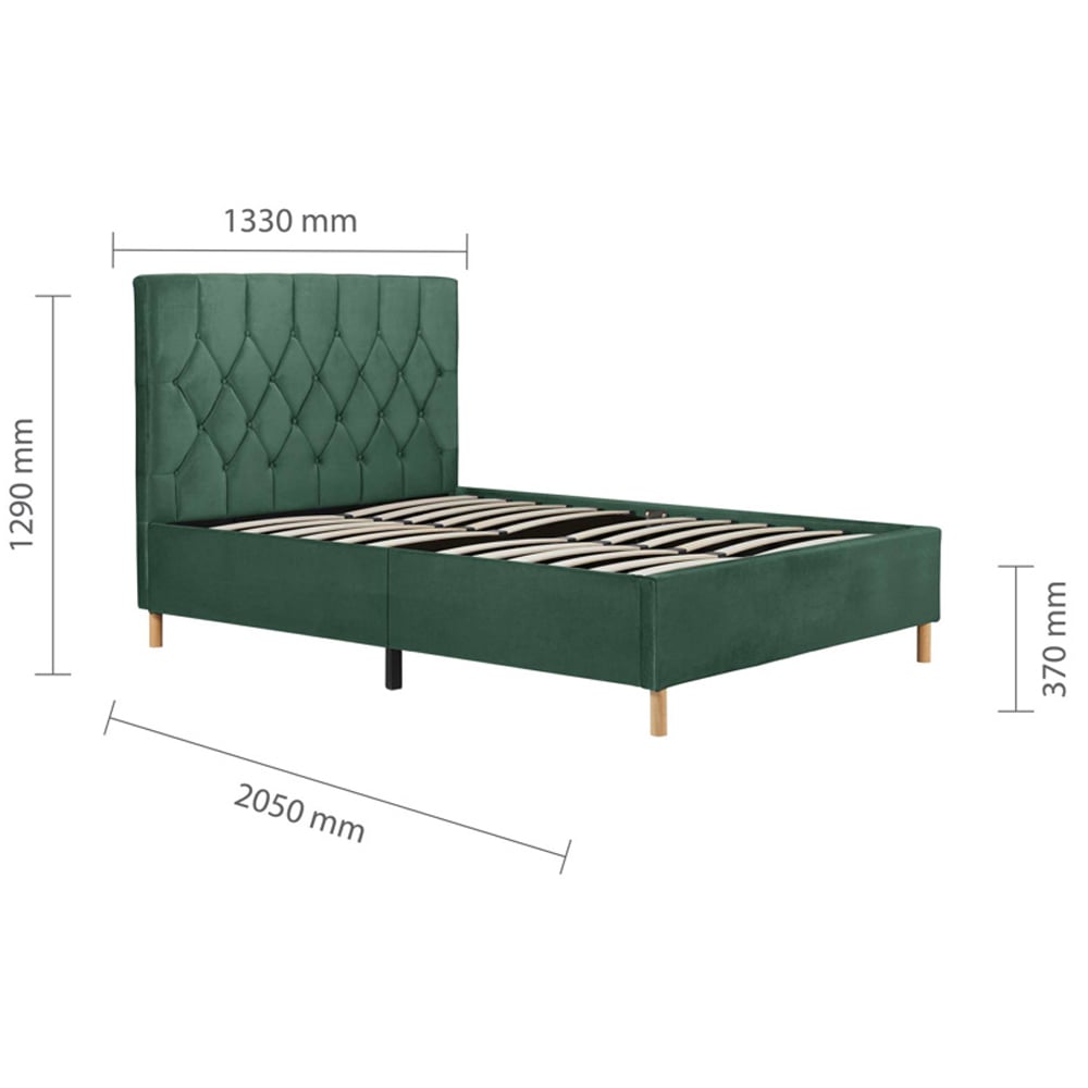 Laxly Fabric Small Double Bed In Green