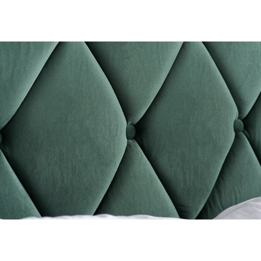 Laxly Fabric Small Double Bed In Green